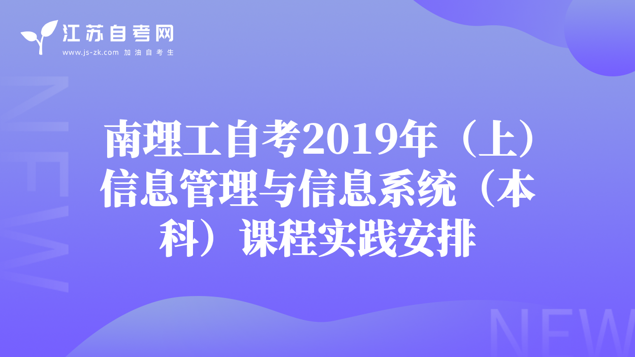 南理工自考2019年（上）信息管理与信息系统（本科）课程实践安排