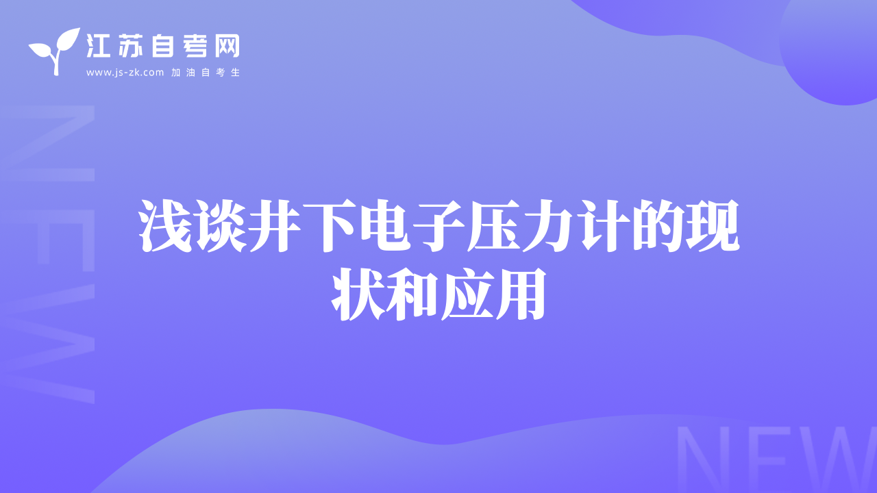 浅谈井下电子压力计的现状和应用