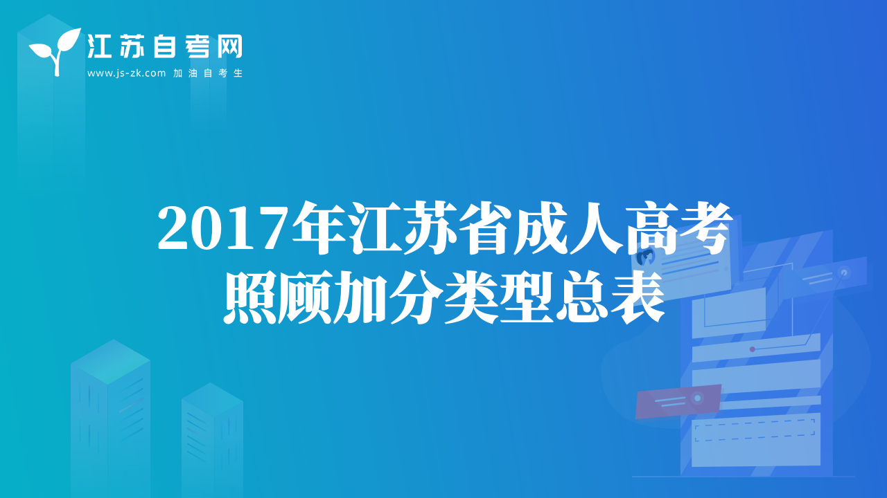 2017年江苏省成人高考照顾加分类型总表