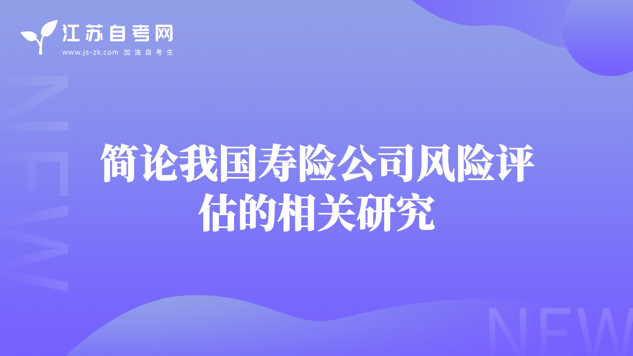 简论我国寿险公司风险评估的相关研究