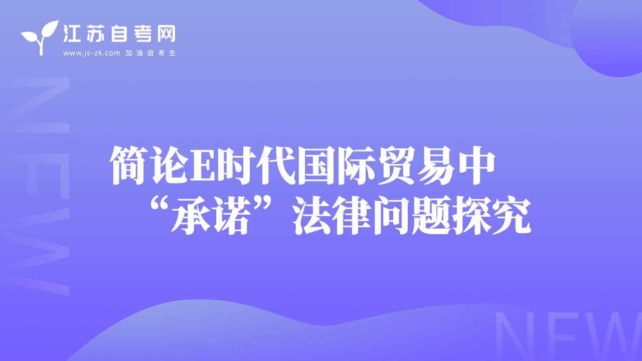 简论E时代国际贸易中“承诺”法律问题探究