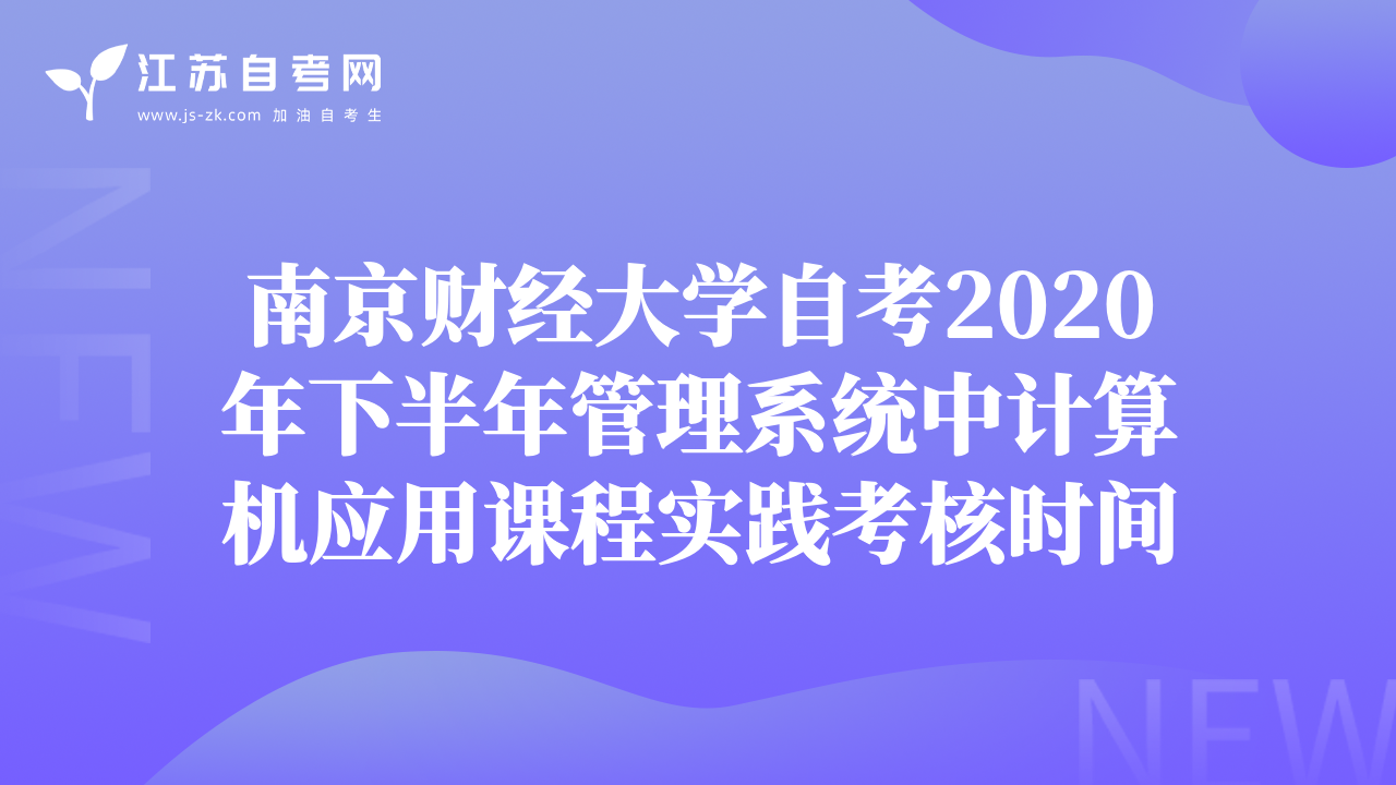 南京财经大学自考2020年下半年管理系统中计算机应用课程实践考核时间
