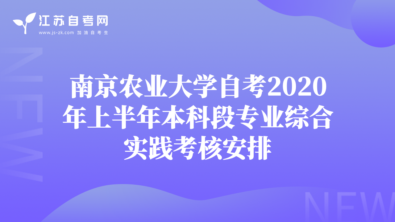 南京农业大学自考2020年上半年本科段专业综合实践考核安排